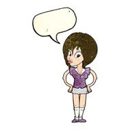 cartoon woman with hands on hips speech bubble N80