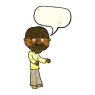 cartoon happy bearded man with speech bubble N4