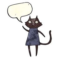cute cartoon black cat waving with speech bubble N4