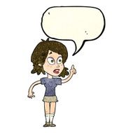 cartoon woman asking question with speech bubble N12
