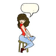 cartoon woman striking pose with speech bubble N4