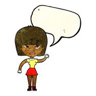 cartoon woman waving with speech bubble N117