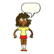 cartoon pretty girl with shocked expression speech bubble N3