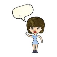 cartoon woman waving with speech bubble N118