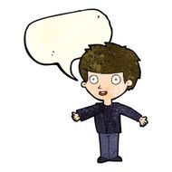 Cartoon happy boy with speech bubble N84