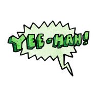 cartoon yeehah symbol with speech bubble N2