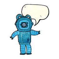 cartoon deep sea diver with speech bubble N12