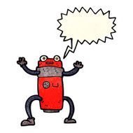 cartoon robot with speech bubble N65