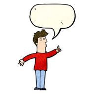cartoon man advising caution with speech bubble N4