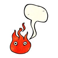 cartoon flame symbol with speech bubble