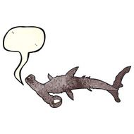 cartoon hammerhead shark with speech bubble N3