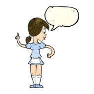cartoon waitress calling order with speech bubble N4
