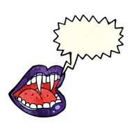cartoon vampire mouth with speech bubble N8