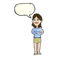 cartoon proud woman with speech bubble N11