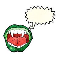 cartoon vampire mouth with speech bubble N9