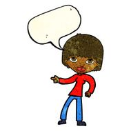 cartoon woman pointing with speech bubble N80