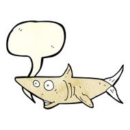 cartoon happy shark with speech bubble N3