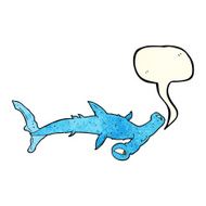 cartoon hammerhead shark with speech bubble N4