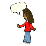 cartoon woman with open arms speech bubble N35