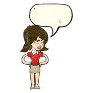 cartoon annoyed woman with hands on hips speech bubble N4