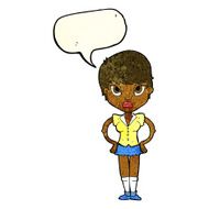 cartoon annoyed girl with speech bubble N8