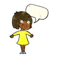 cartoon woman wearing dress with speech bubble N3