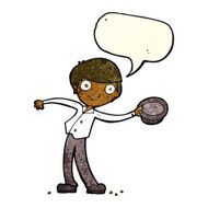 cartoon man tipping hat with speech bubble N3