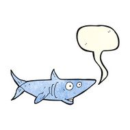 cartoon happy shark with speech bubble N4