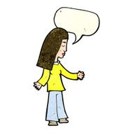 cartoon woman with open arms speech bubble N36