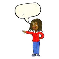 cartoon woman pointing with speech bubble N81