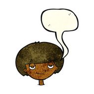 cartoon smug looking boy with speech bubble N3