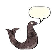cartoon happy seal with speech bubble N8