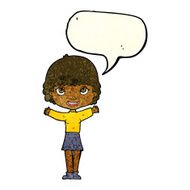 cartoon woman waving with speech bubble N121