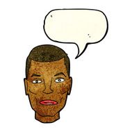 cartoon serious male face with speech bubble N3