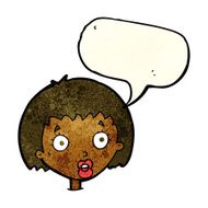 cartoon surprised female face with speech bubble N20