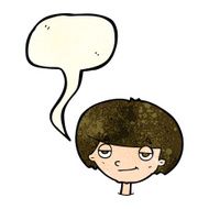 cartoon smug looking boy with speech bubble N4