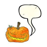 cartoon halloween pumpkin with speech bubble N5