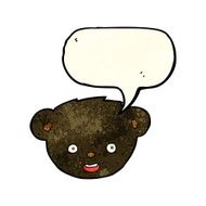 cartoon black bear face with speech bubble N9