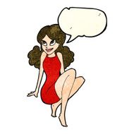 cartoon attractive woman posing with speech bubble N4