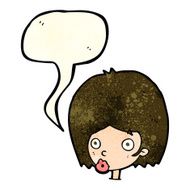 cartoon surprised female face with speech bubble N21