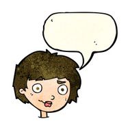 cartoon confused woman with speech bubble N32