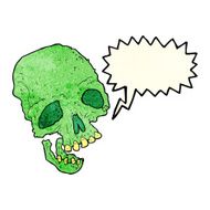 cartoon ancient spooky skull with speech bubble N2
