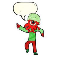 cartoon alien man dancing with speech bubble N4