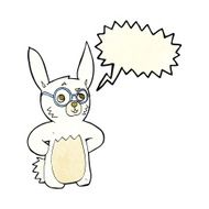 cartoon rabbit wearing spectacles with speech bubble N4