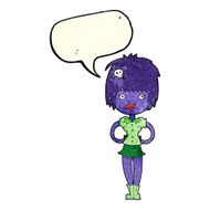 cartoon happy vampire girl with speech bubble N14