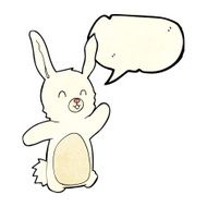 cartoon happy rabbit with speech bubble N4
