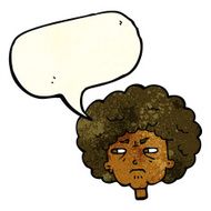cartoon bitter old woman with speech bubble N6