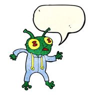 cartoon alien spaceman with speech bubble N7