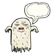 cartoon slimy ghost with speech bubble N2