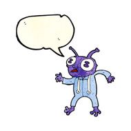 cartoon alien spaceman with speech bubble N8